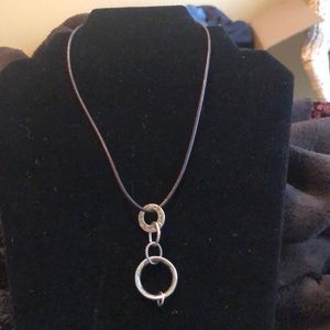 Brown Leather Necklace with Pendant